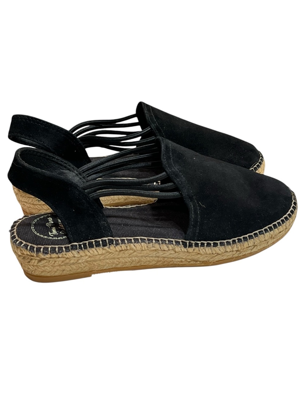 NWOT Toni Pons Black Suede Espadrille Sandals w/Elastic Side Straps - Size 6